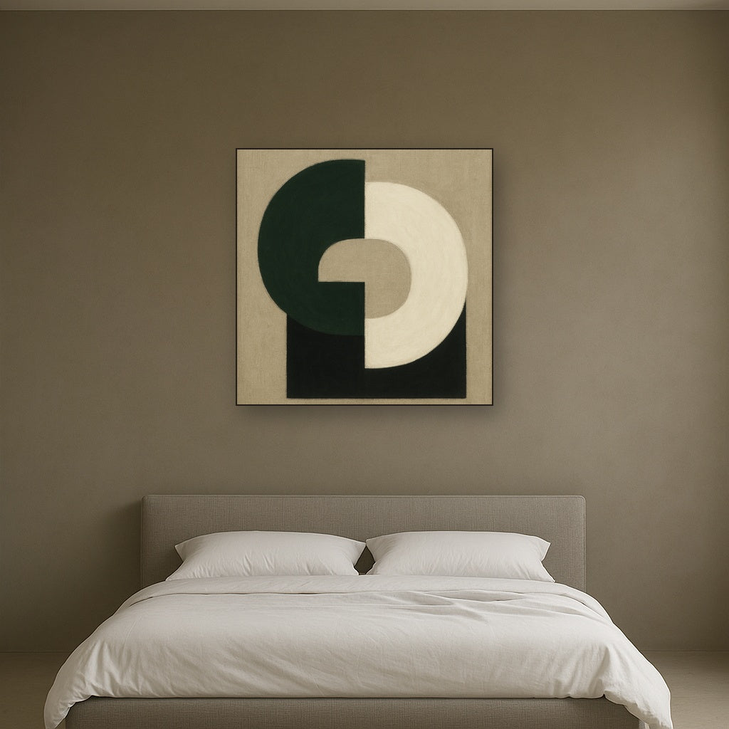 Forest Emerald & Chalk Interlock No. 6 - Modern Fine Art Oil Painting - View 3