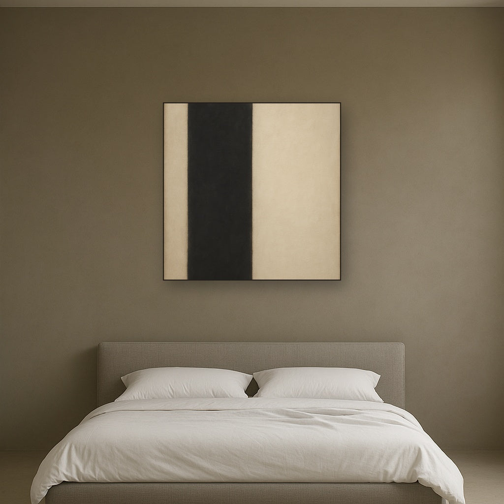 Deep Charcoal & Bone Monolith No. 1 - Modern Fine Art Oil Painting - View 3