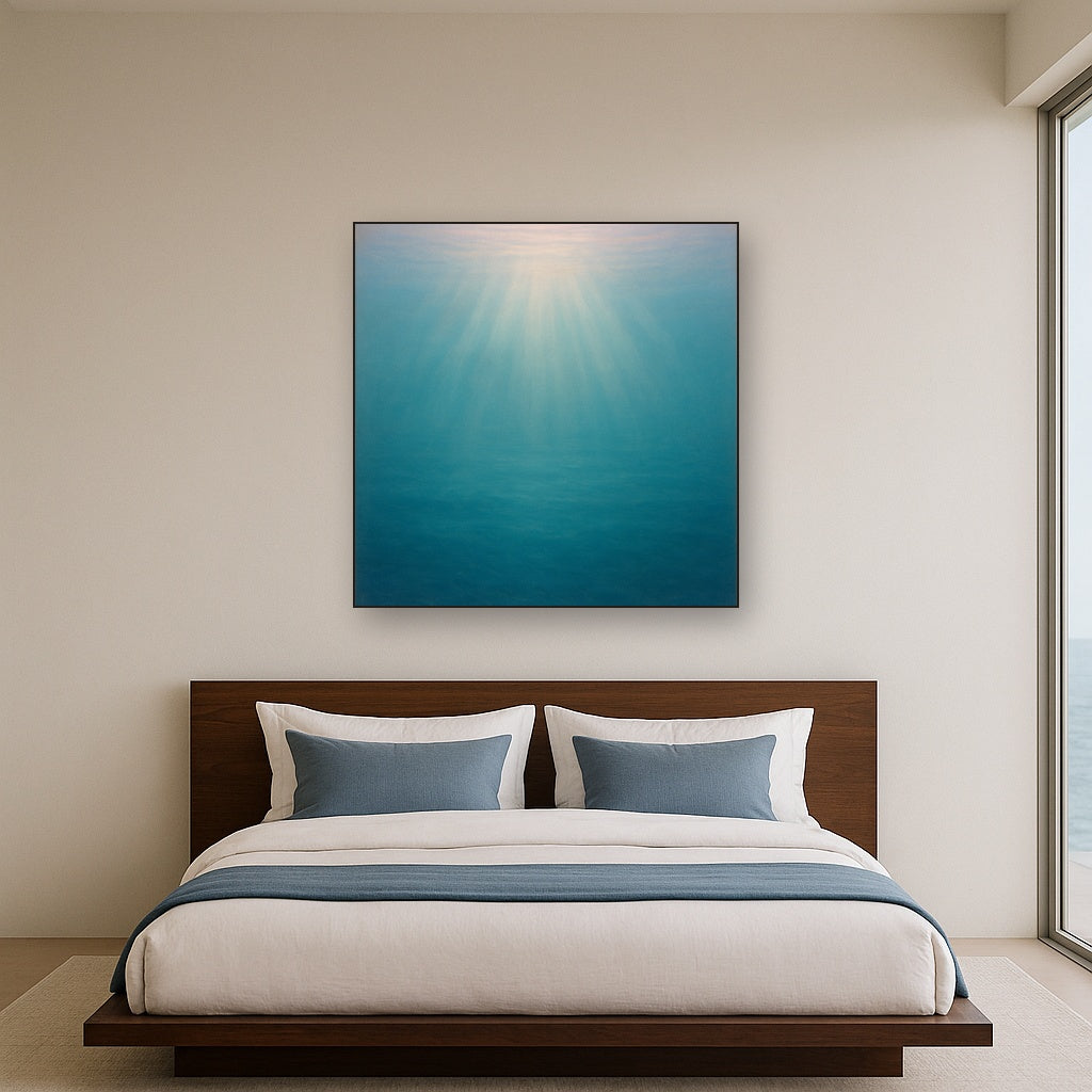 Minimalist Aquamarine Reef Void No. 10 - Modern Fine Art Oil Painting - View 3
