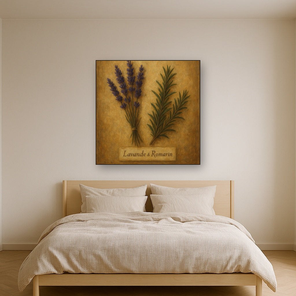Vintage French Herbarium Lavender & Rosemary No. 4 Fine Art Oil Painting - View 3