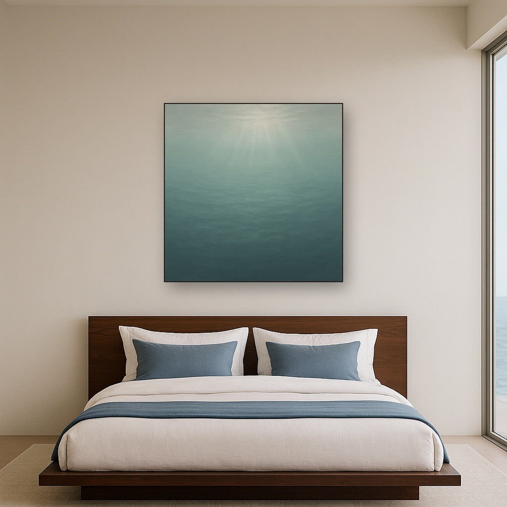 Minimalist Aquamarine Reef Void No. 10 - Modern Fine Art Oil Painting - View 3