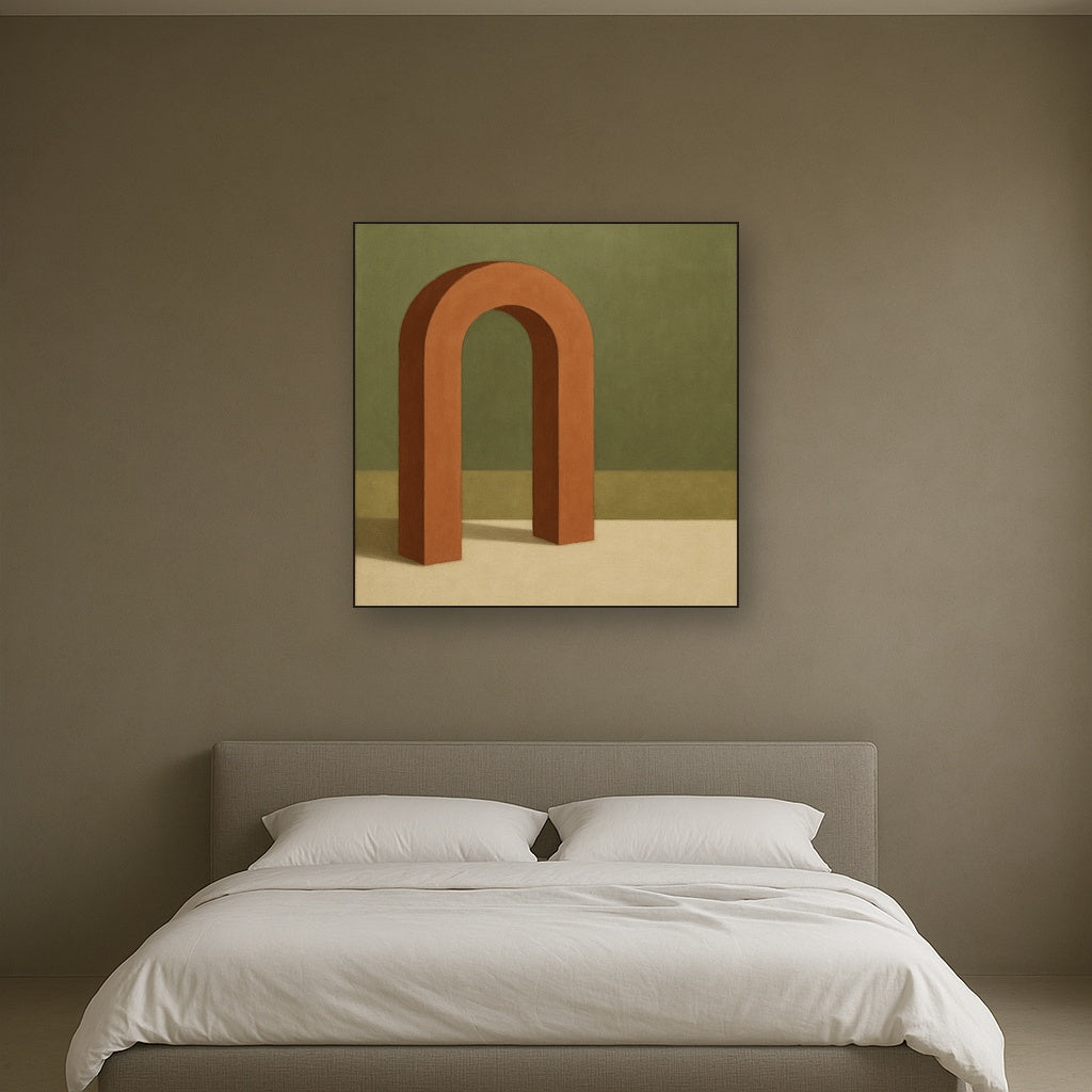 Terracotta Clay & Cream Arch No. 4 - Modern Fine Art Oil Painting - View 3