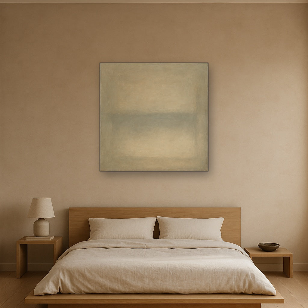 Quiet Solitude in Taupe Wabi-Sabi Oil Painting - View 3