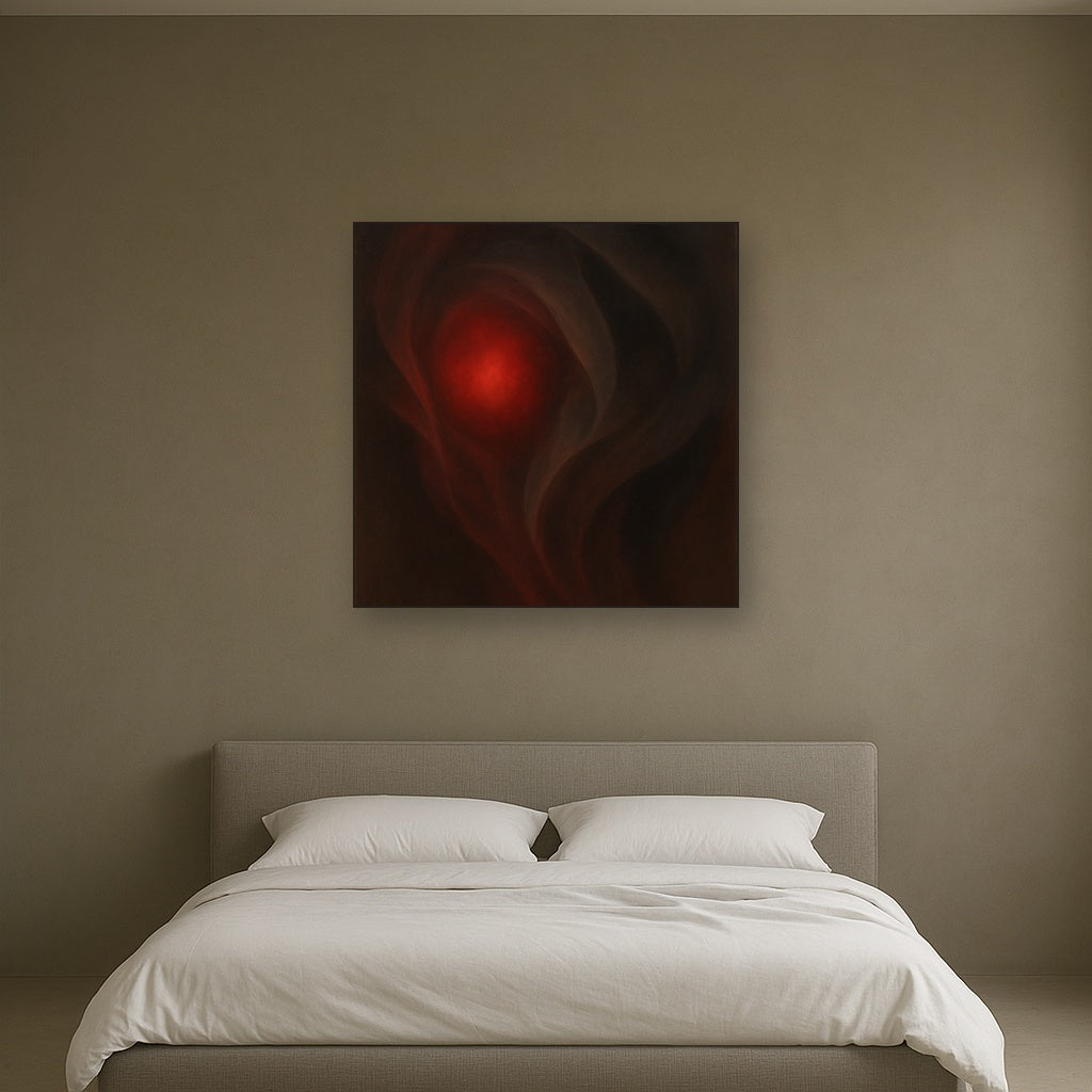Smoky Ruby & Warm Obsidian Veils No. 8 Oil Painting - View 3