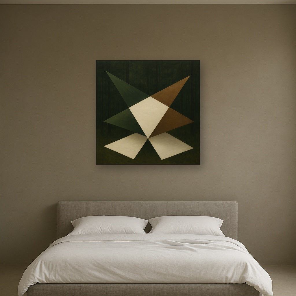 Kinetic Diagonal Planes in Forest & Alabaster No. 13 Fine Art Oil Painting - View 3