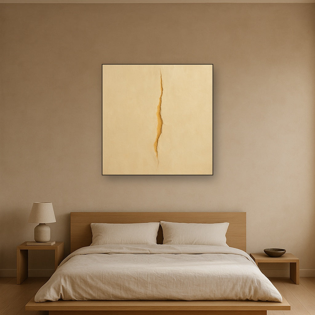 Tactile Stucco & Ochre Rift No. 9 - Modern Fine Art Oil Painting - View 3