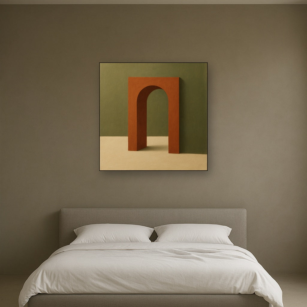 Terracotta Clay & Cream Arch No. 4 - Modern Fine Art Oil Painting - View 3
