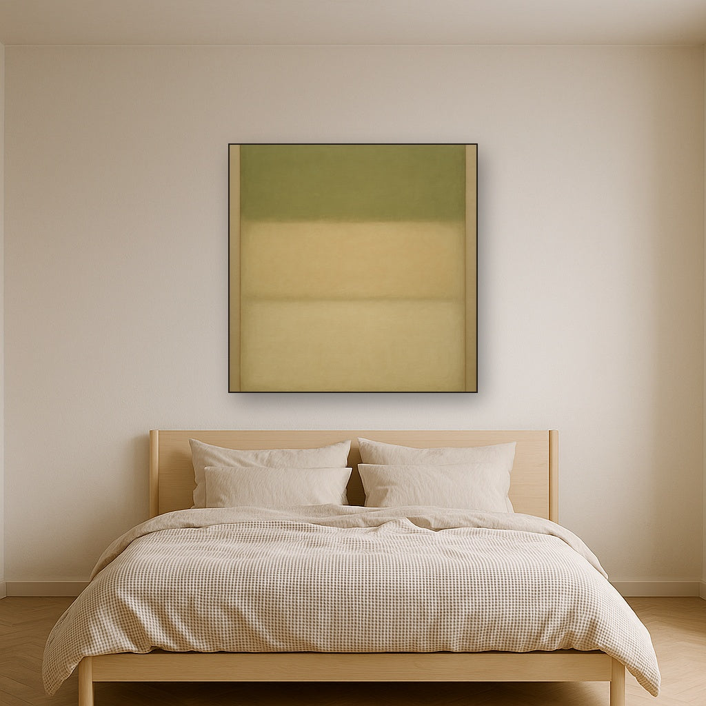 Sage Olive & Pale Sandstone Minimalist Harmony No. 13 Oil Painting - View 3