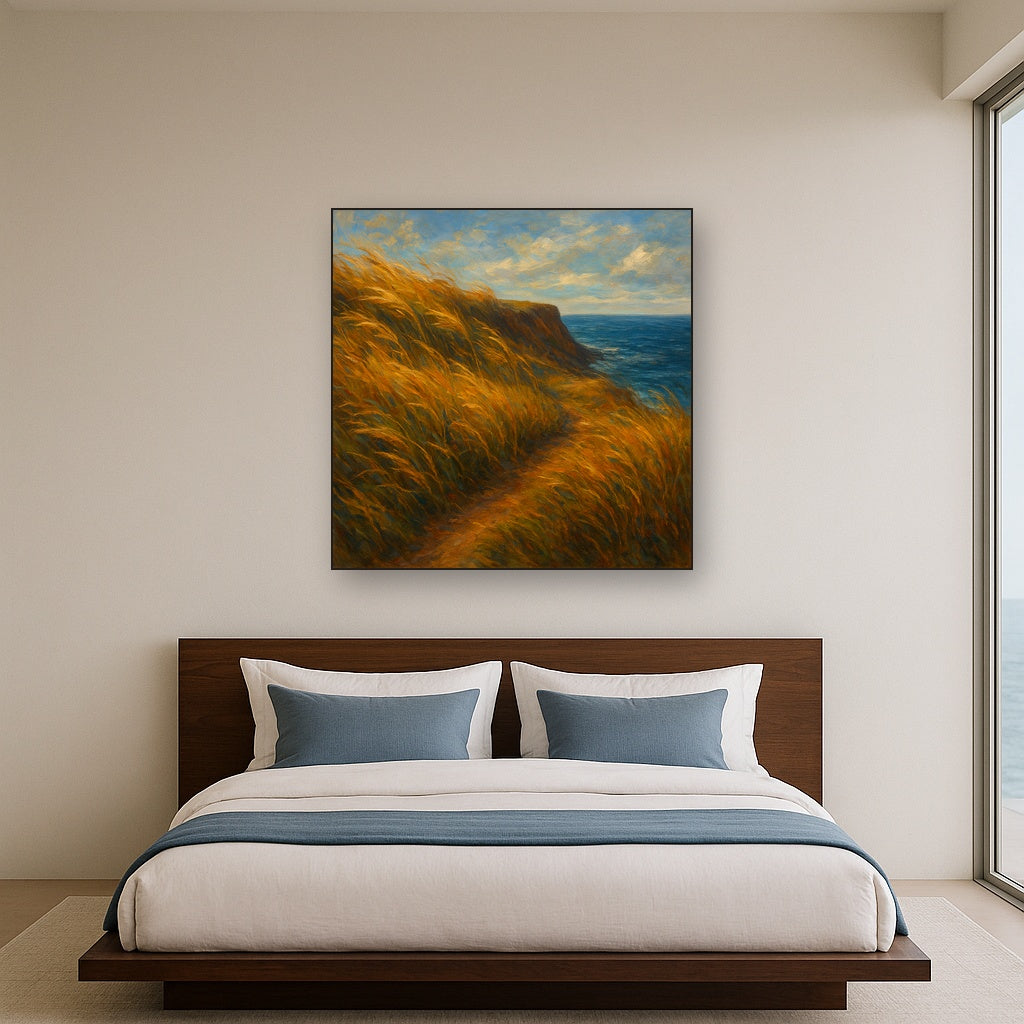 Wild Coastal Grasses on Windswept Bluff No. 2 Fine Art Oil Painting - View 3