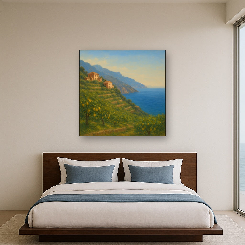 Italian Amalfi Coastline Terraces & Lemon Grove No. 19 Oil Painting - View 3
