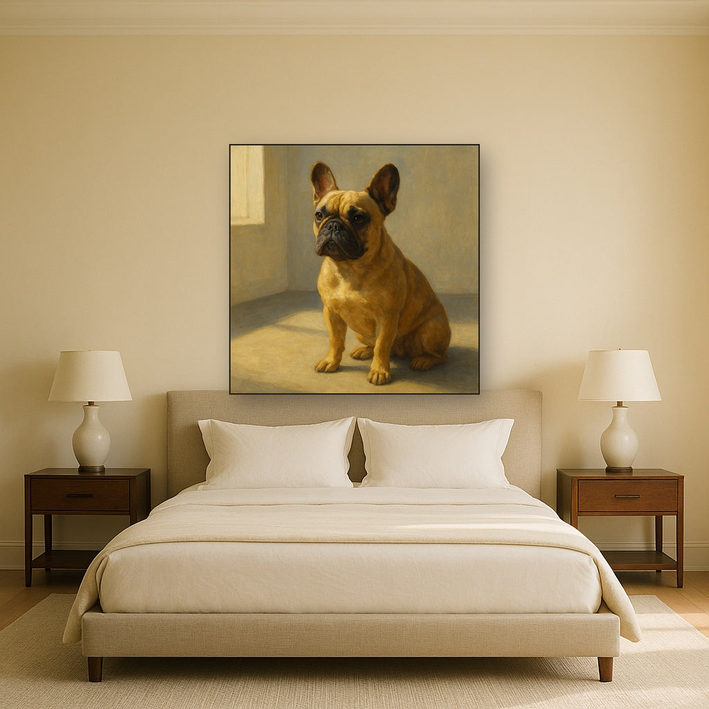 French Bulldog in Sunlit Minimalist Studio No. 9 Fine Art Oil Painting - View 3