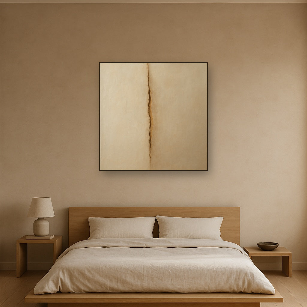 Tactile Stucco & Ochre Rift No. 9 - Modern Fine Art Oil Painting - View 3