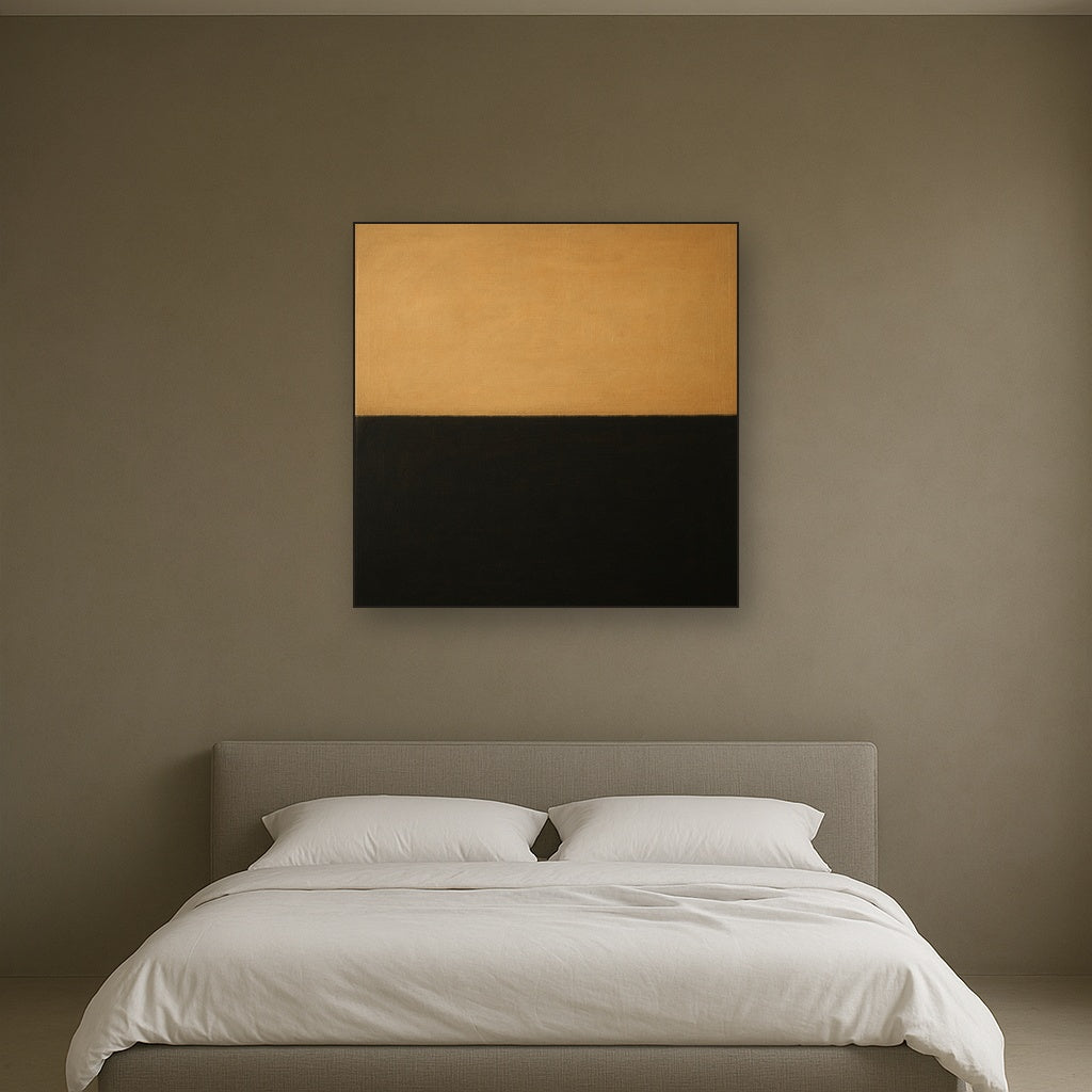 Onyx & Warm Biscuit Horizon No. 9 - Modern Fine Art Oil Painting - View 3