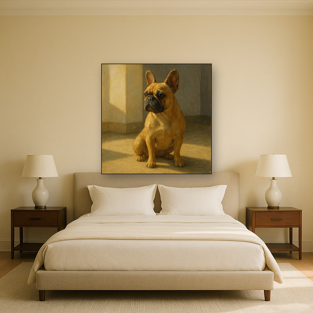 French Bulldog in Sunlit Minimalist Studio No. 5 Fine Art Oil Painting - View 3