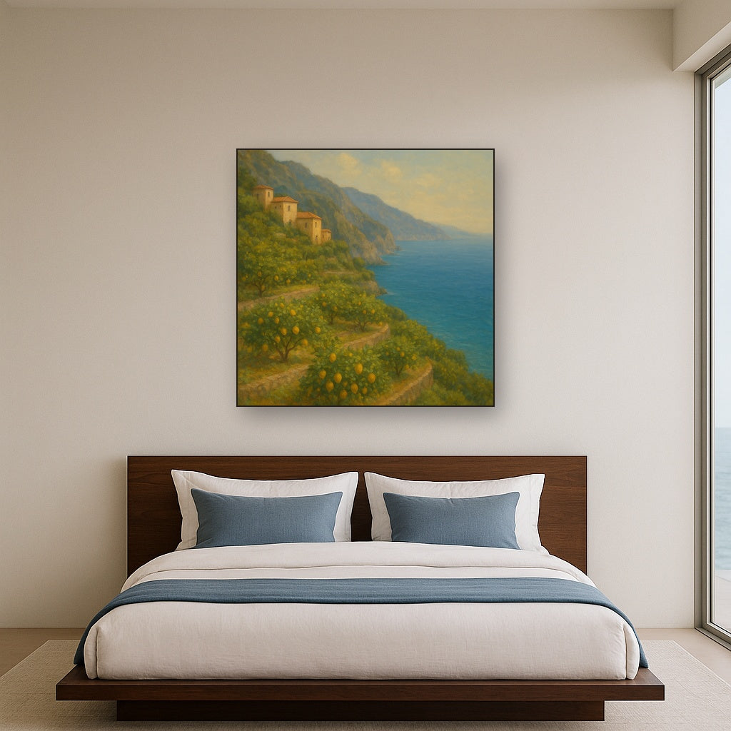 Italian Amalfi Coastline Terraces & Lemon Grove No. 12 Oil Painting - View 3