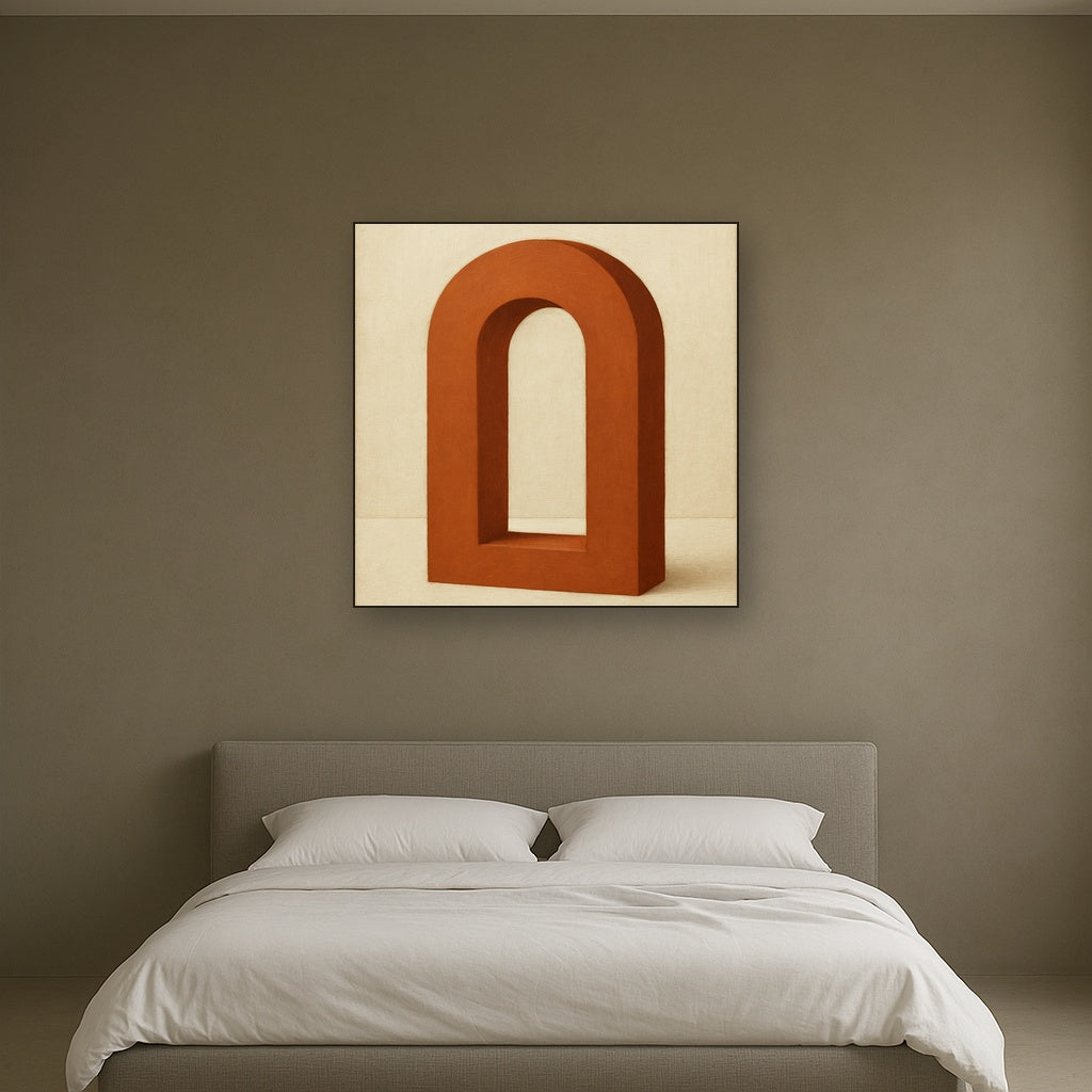 Terracotta Clay & Cream Arch No. 4 - Modern Fine Art Oil Painting - View 3
