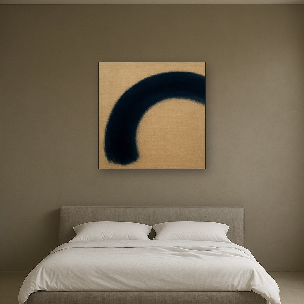 Navy Indigo & Warm Sand Sweep No. 2 - Modern Fine Art Oil Painting - View 3