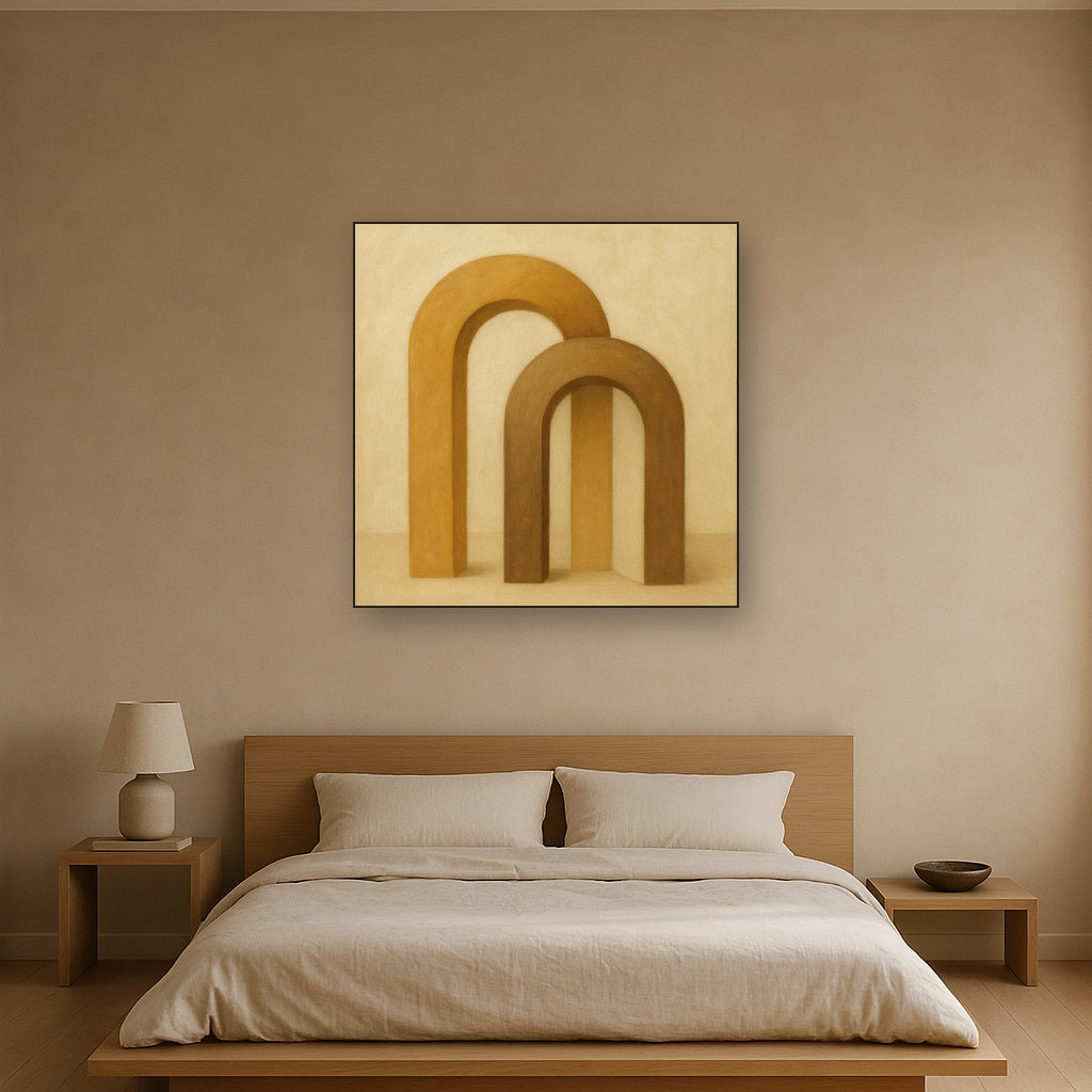 Minimalist Japandi Archways No. 10 - Modern Fine Art Oil Painting - View 3