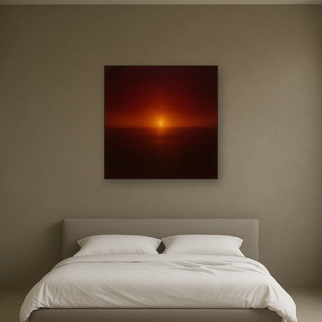 Deep Garnet & Amber Candlelight Horizon No. 7 Oil Painting - View 3