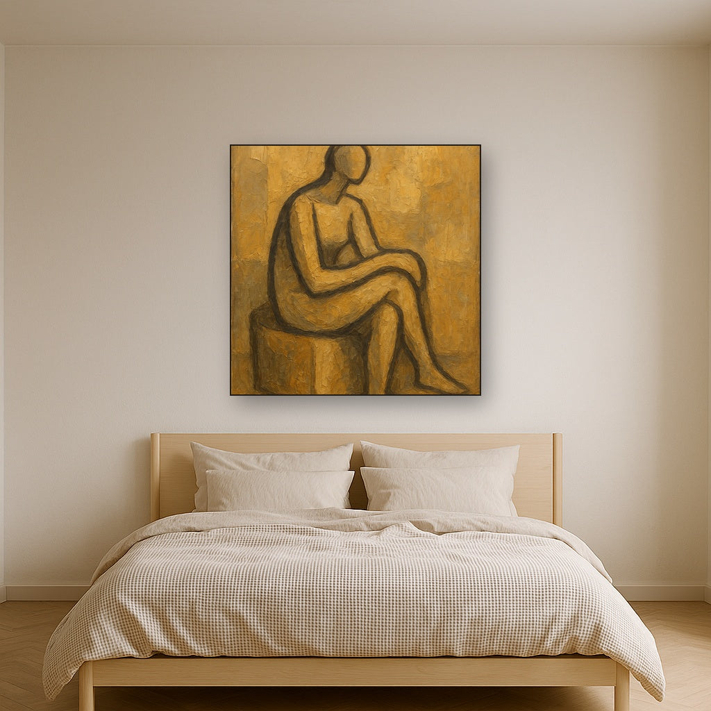 Abstracted Seated Silhouette Figurative Oil Painting - View 3