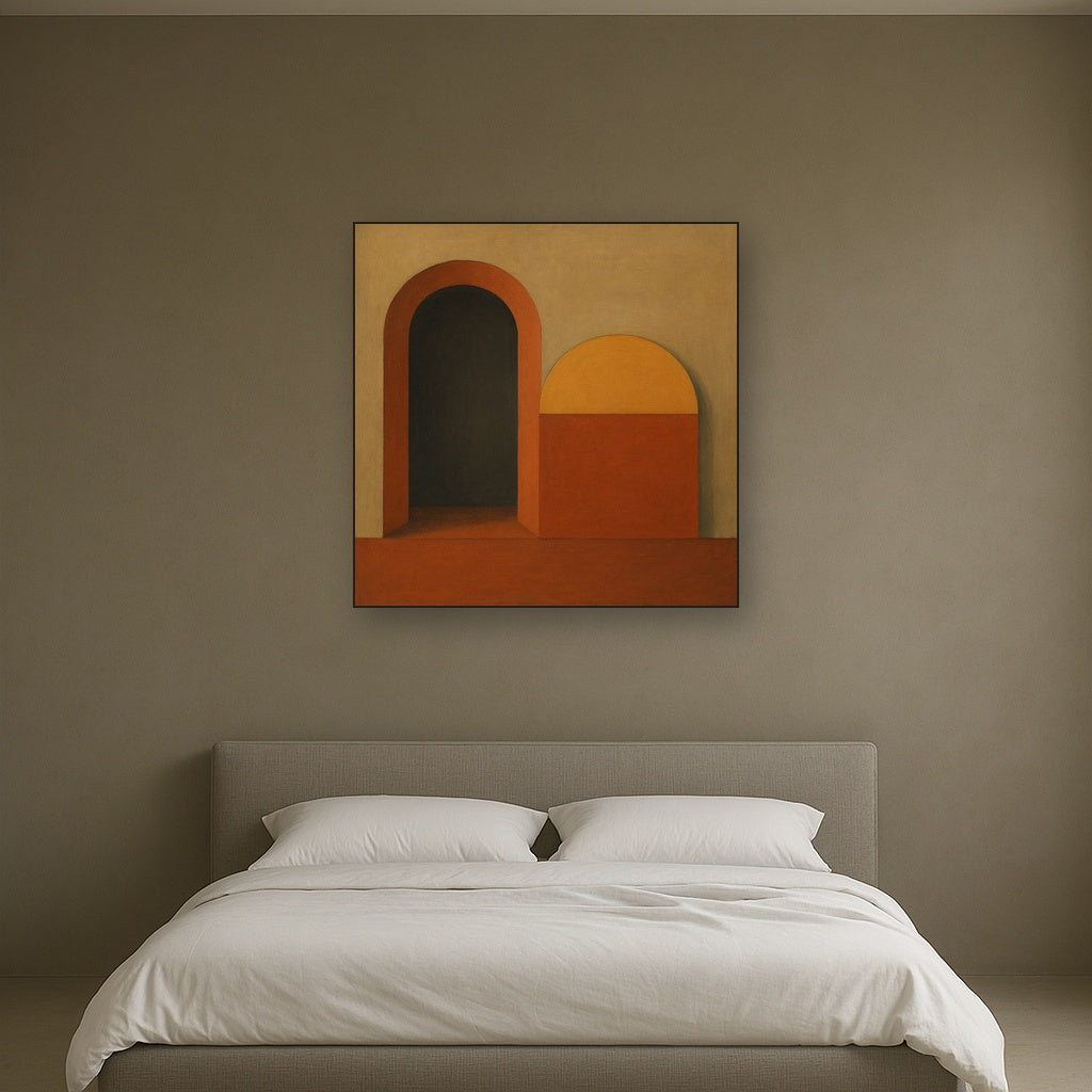 Bauhaus Archway & Terracotta Semicircle Suite No. 6 Fine Art Oil Painting - View 3