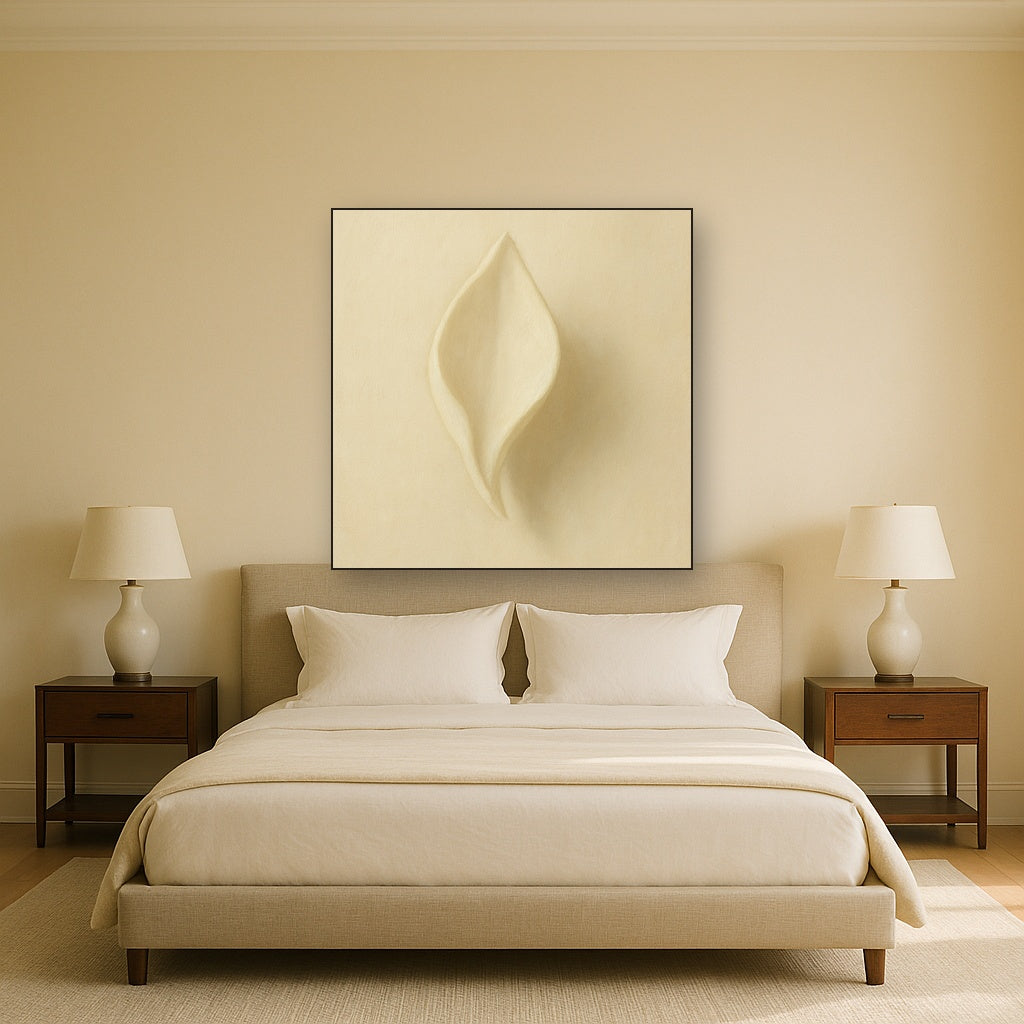 Sculpted Ivory Floral Contour No. 1 - Modern Fine Art Oil Painting - View 3