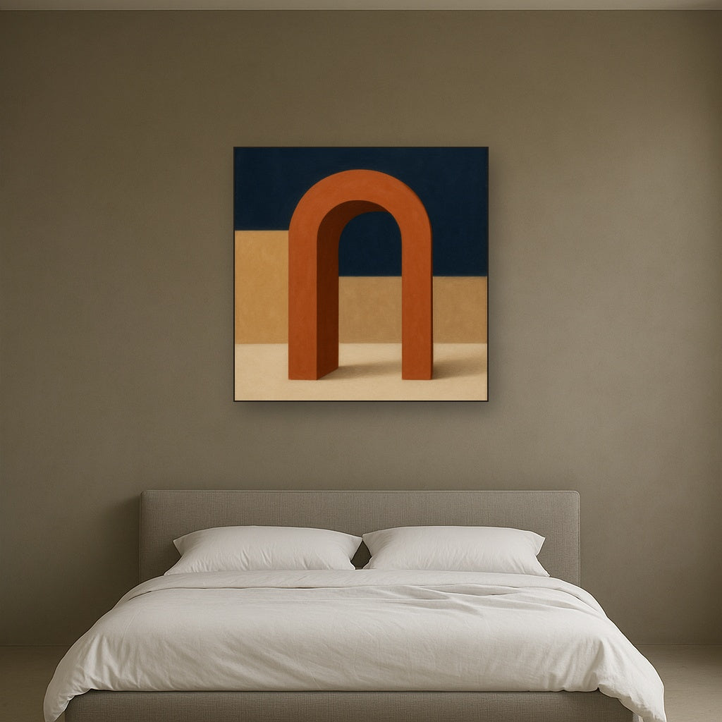 Terracotta Clay & Cream Arch No. 4 - Modern Fine Art Oil Painting - View 3