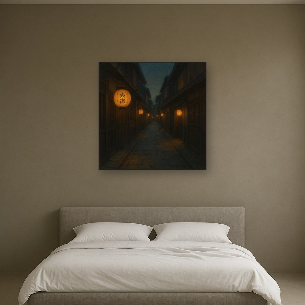 Old Kyoto Gion Alley in Soft Lantern Light No. 10 Oil Painting - View 3