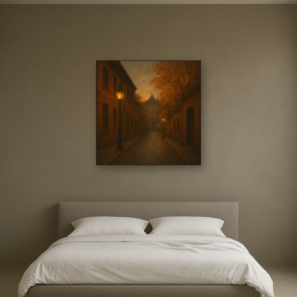London Gaslamp Alley in Autumn Dusk No. 22 Oil Painting - View 3