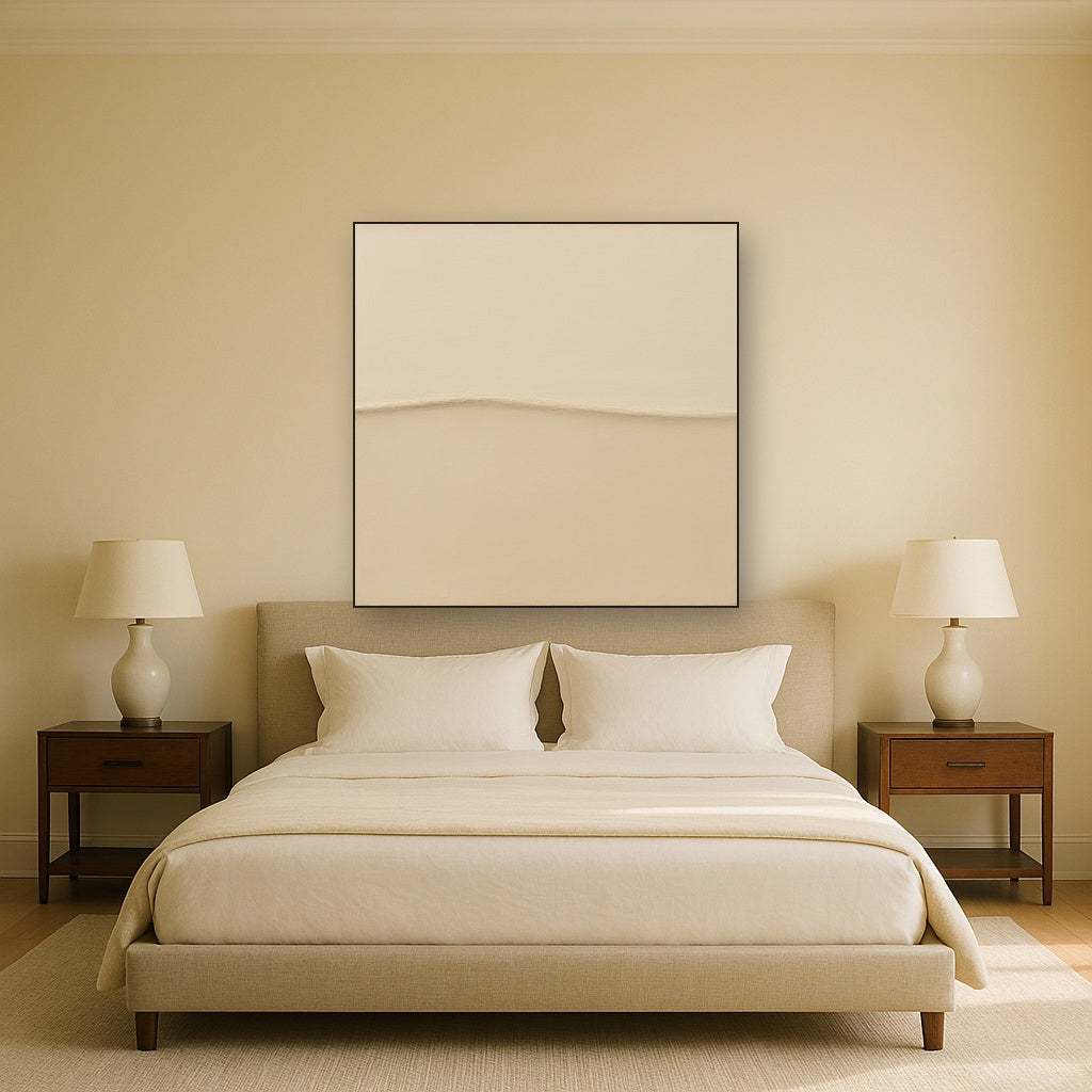 Minimalist White Horizon Band No. 7 - Modern Fine Art Oil Painting - View 3