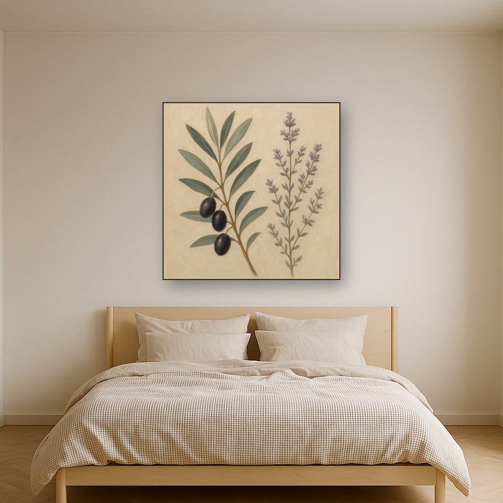 Olive Branches & Wild Thyme Botanical Study No. 8 Fine Art Oil Painting - View 3