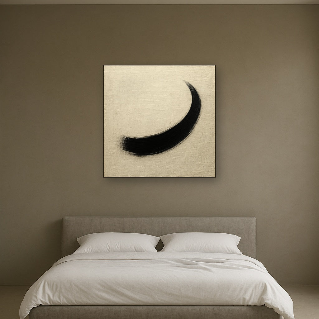 Monochrome Brushstroke Void No. 5 - Modern Fine Art Oil Painting - View 3
