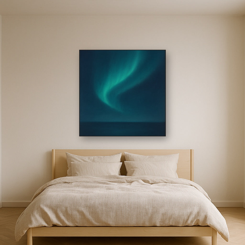 Aurora Borealis Veil in Deep Midnight Indigo No. 7 Oil Painting - View 3