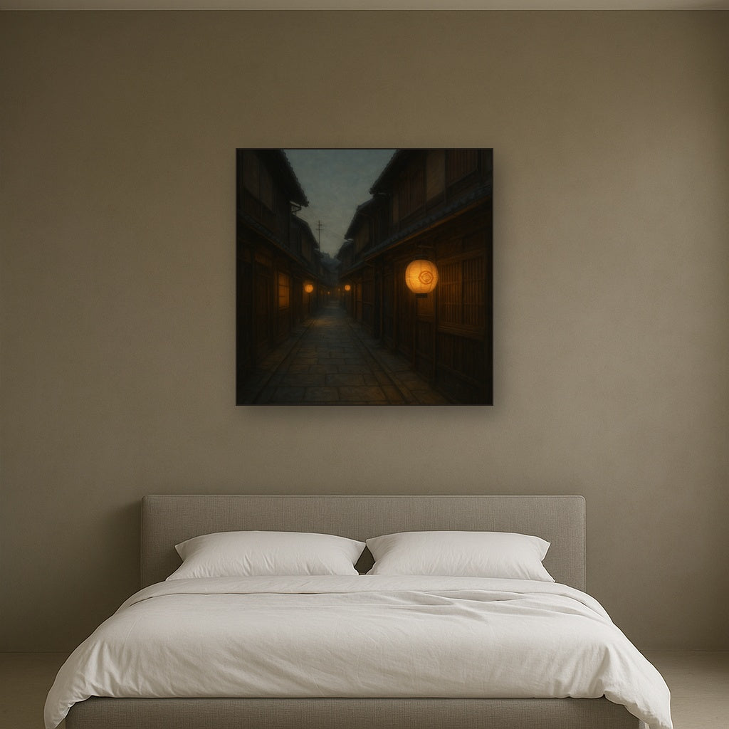 Old Kyoto Gion Alley in Soft Lantern Light No. 11 Oil Painting - View 3