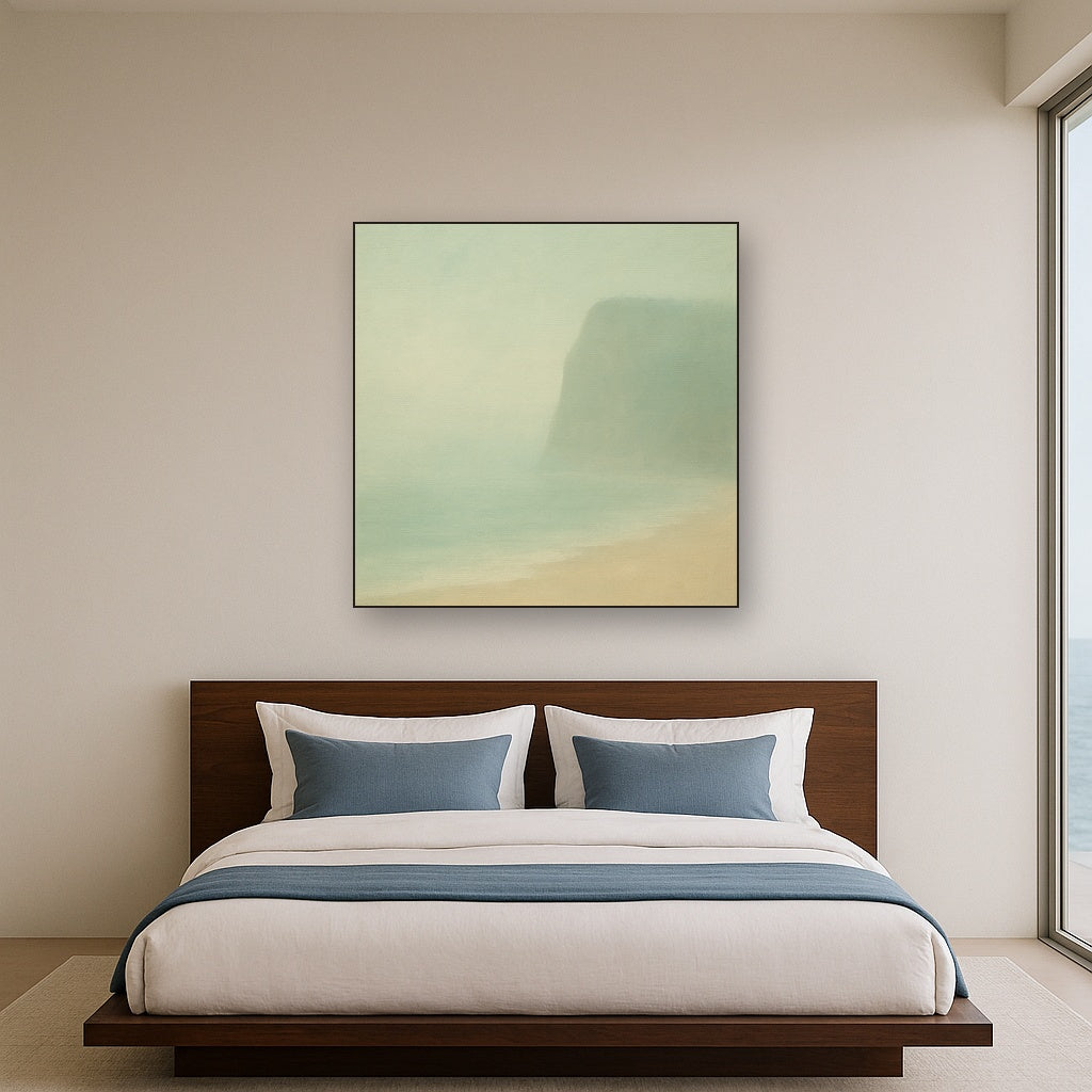 Solitary Headland in Fog No. 9 - Modern Fine Art Oil Painting - View 3