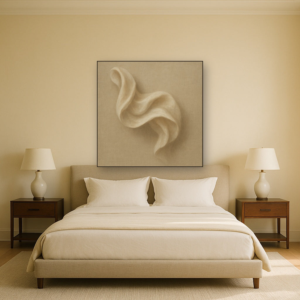 Alabaster Linen Texture Fold No. 4 - Modern Fine Art Oil Painting - View 3