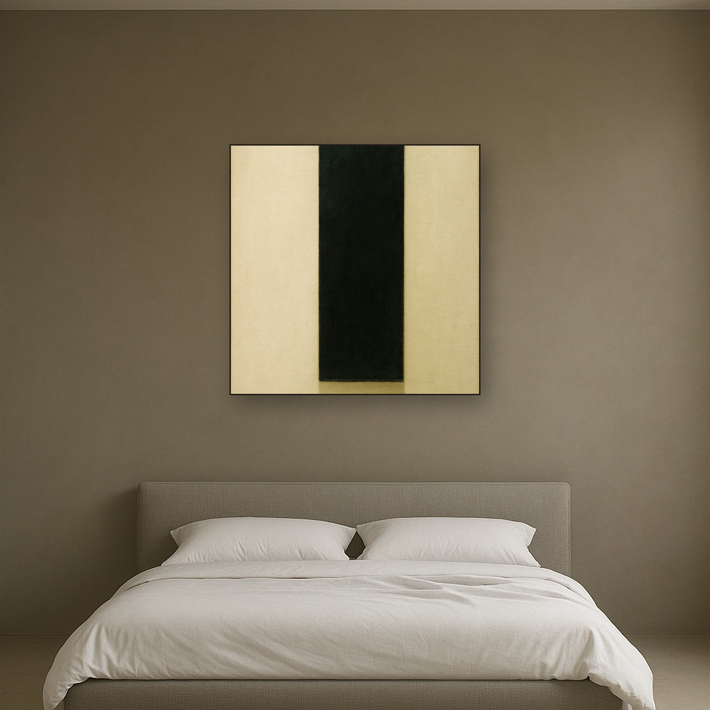 Deep Charcoal & Bone Monolith No. 1 - Modern Fine Art Oil Painting - View 3