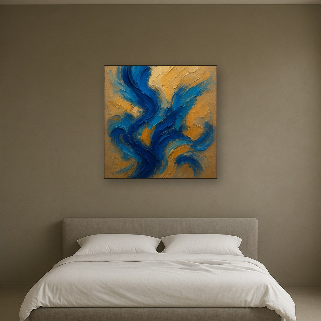 Cobalt Cadence Dynamic Abstract Oil Painting - View 3