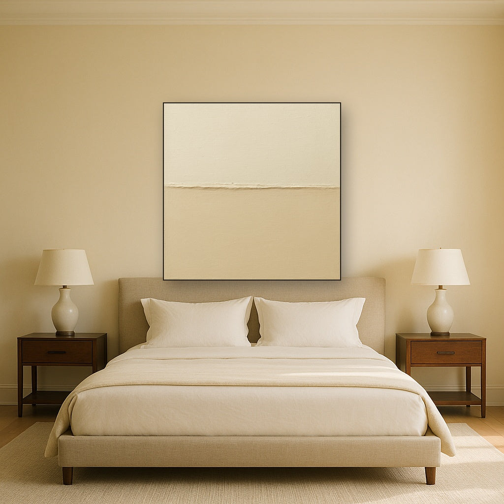 Minimalist White Horizon Band No. 7 - Modern Fine Art Oil Painting - View 3