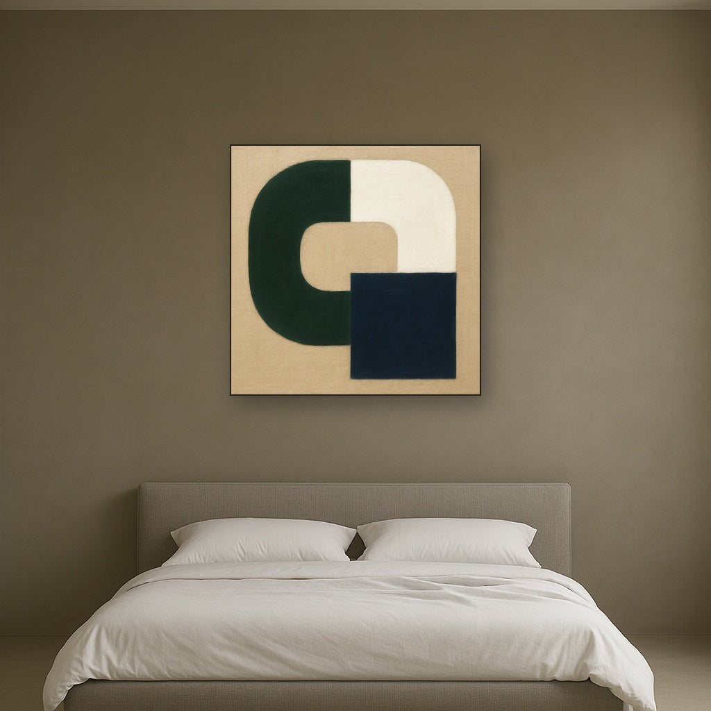 Forest Emerald & Chalk Interlock No. 6 - Modern Fine Art Oil Painting - View 3