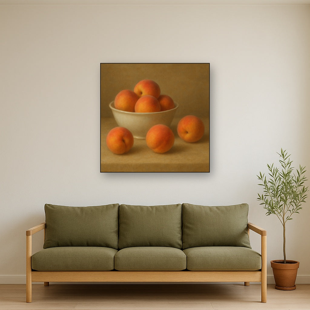 Heirloom Peaches & White Ceramic Bowl No. 7 Oil Painting - View 3