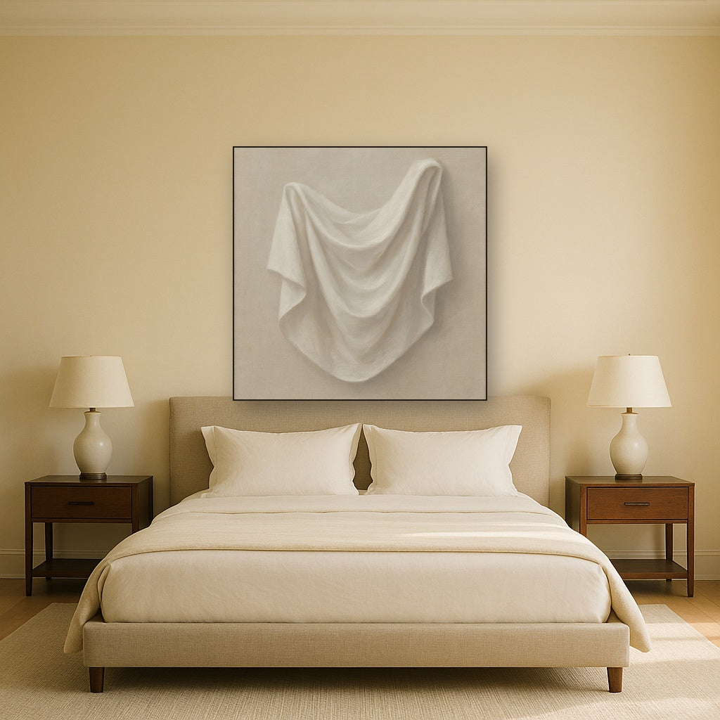 Alabaster Linen Texture Fold No. 4 - Modern Fine Art Oil Painting - View 3