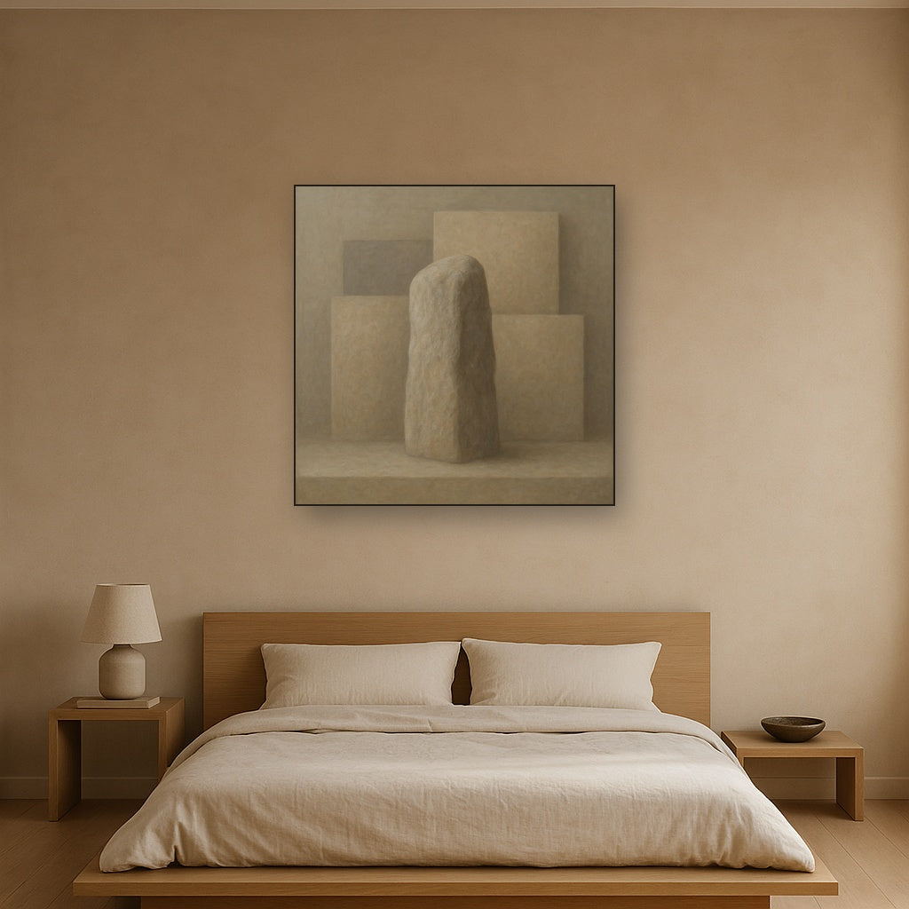 Driftwood Grey & Weathered Stone Monolith No. 12 Oil Painting - View 3