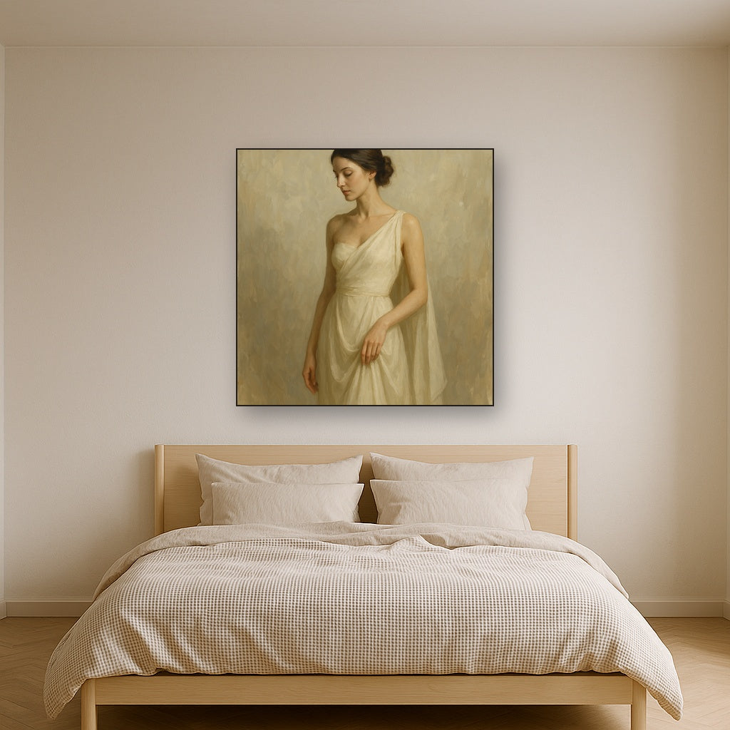 Elegant Pose with Neutral Impasto Oil Painting - View 3