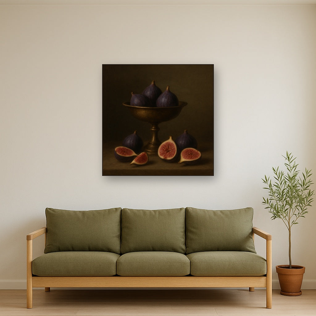 Ripe Figs & Bronze Compote Still Life No. 8 Oil Painting - View 3