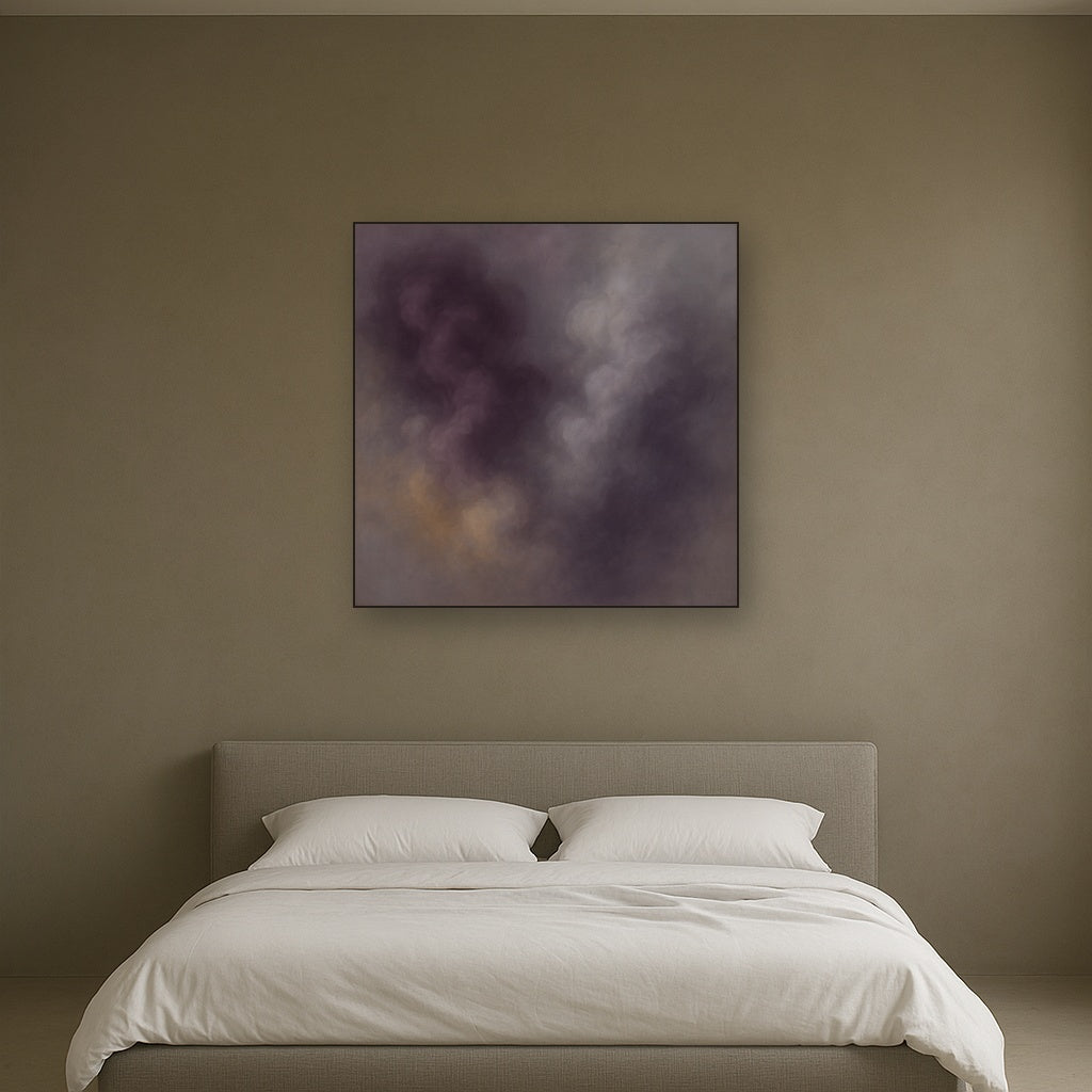 Gilded Plum & Soft Smoke Cloud Harmony No. 3 Oil Painting - View 3