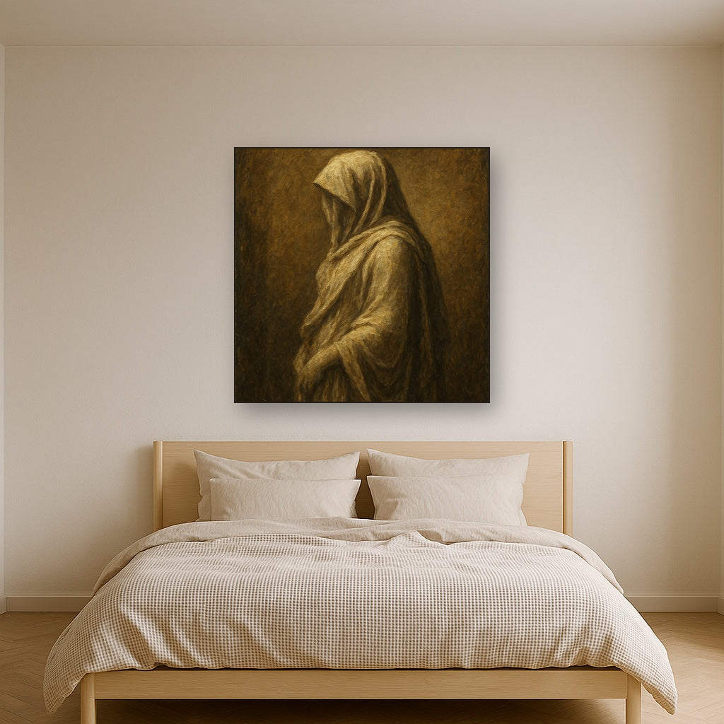 Renaissance Draped Silhouette No. 2 Oil Painting - Styled in Master Bedroom