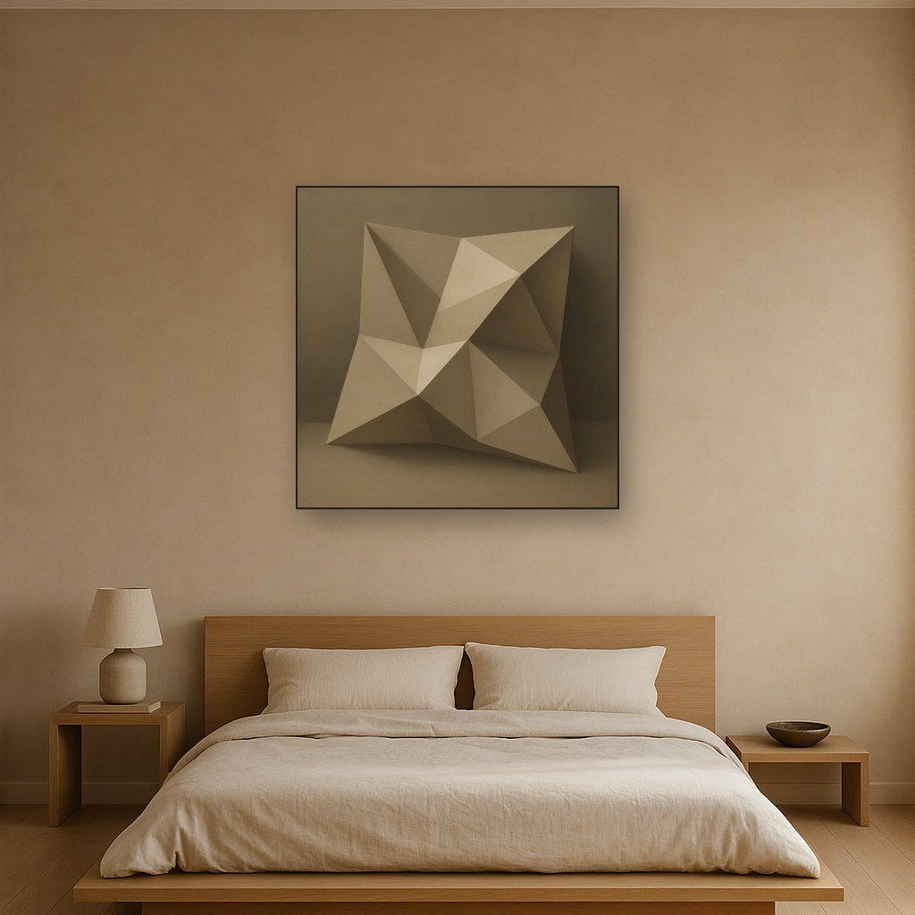 Folded Paper Geometry in Neutral Gradient Shadows No. 2 Oil Painting - View 3