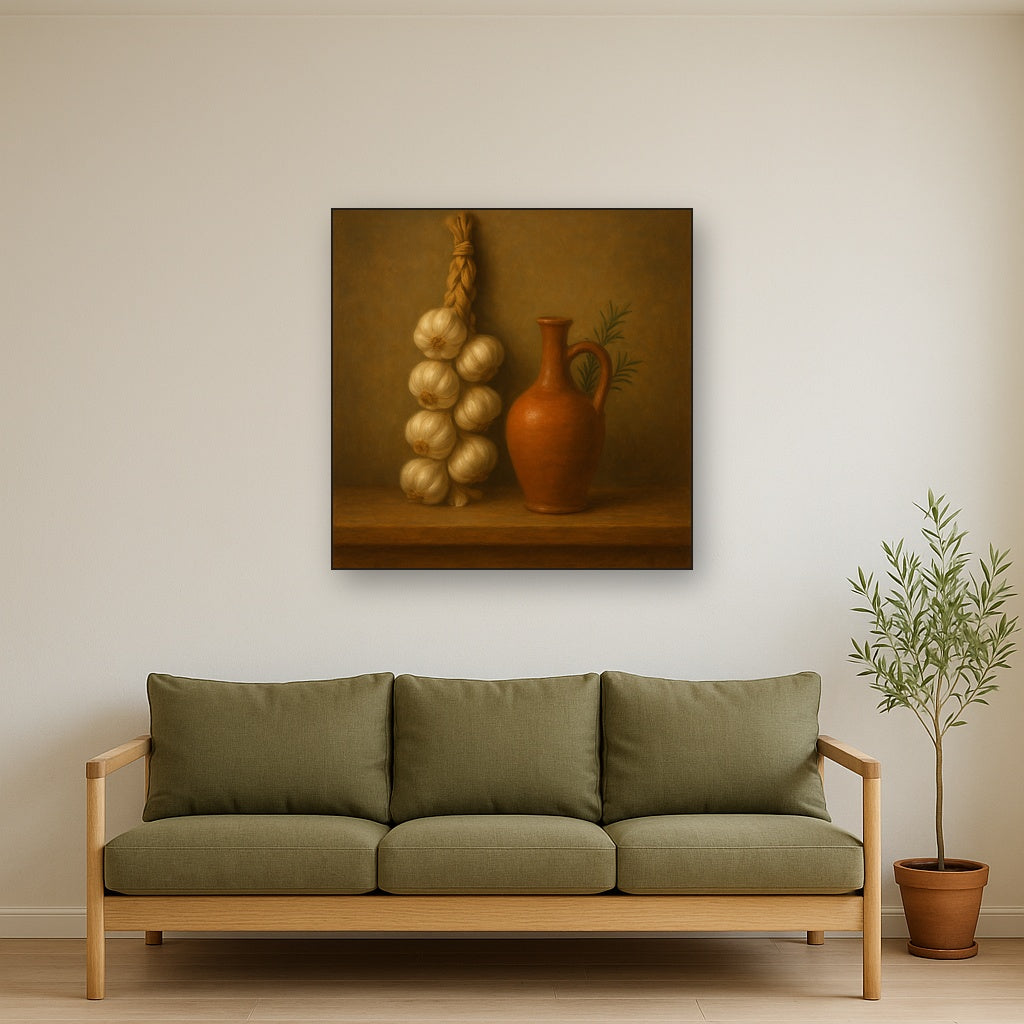 Tuscan Garlic Braid & Terracotta Cruet Oil Painting - View 3