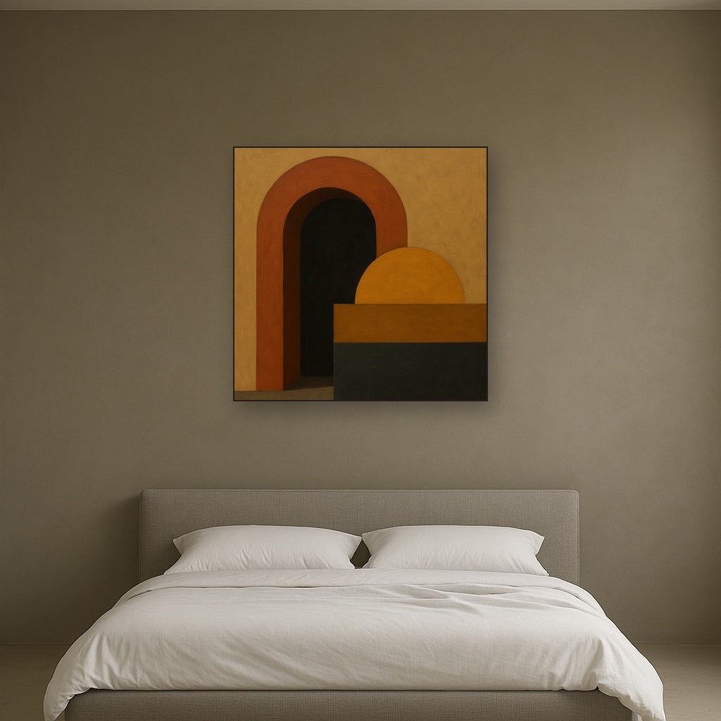 Bauhaus Archway & Terracotta Semicircle Suite No. 13 Fine Art Oil Painting - View 3